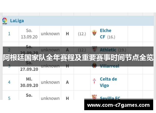 阿根廷国家队全年赛程及重要赛事时间节点全览